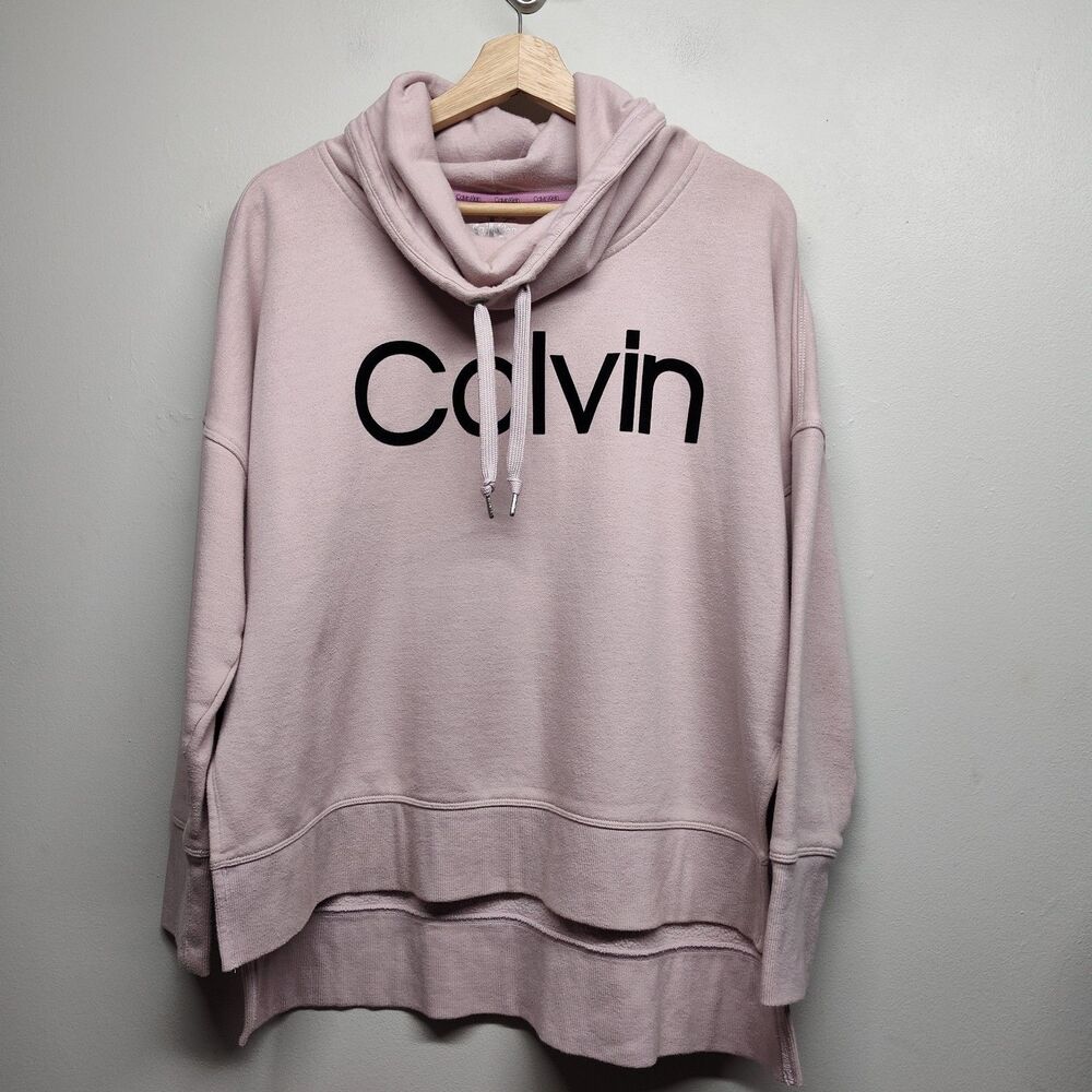 Calvin Klein Sweatshirt Women M Pink Logo Winter Fall Loungewear Cozy Casual